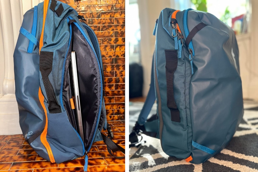 Side-access laptop compartment on the Cotopaxi Allpa travel backpack