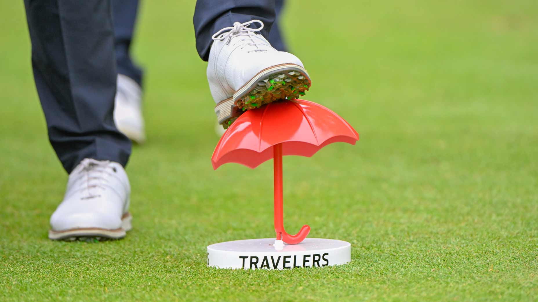 Golf ball on tee at Travelers Championship