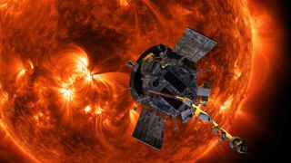 Illustration of the Parker Solar Probe approaching the sun, demonstrating its incredible speed