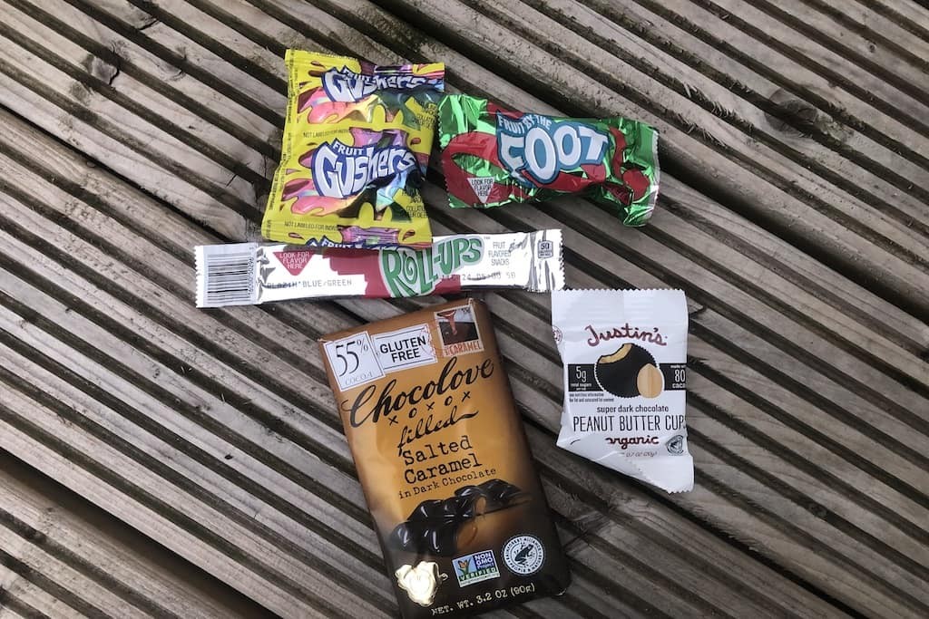 Gushers, fruit by the foot, and chocolates from the US