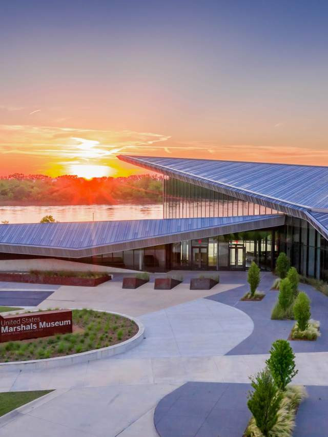 Sunset over the Arkansas River, viewed from the U.S. Marshals Museum.