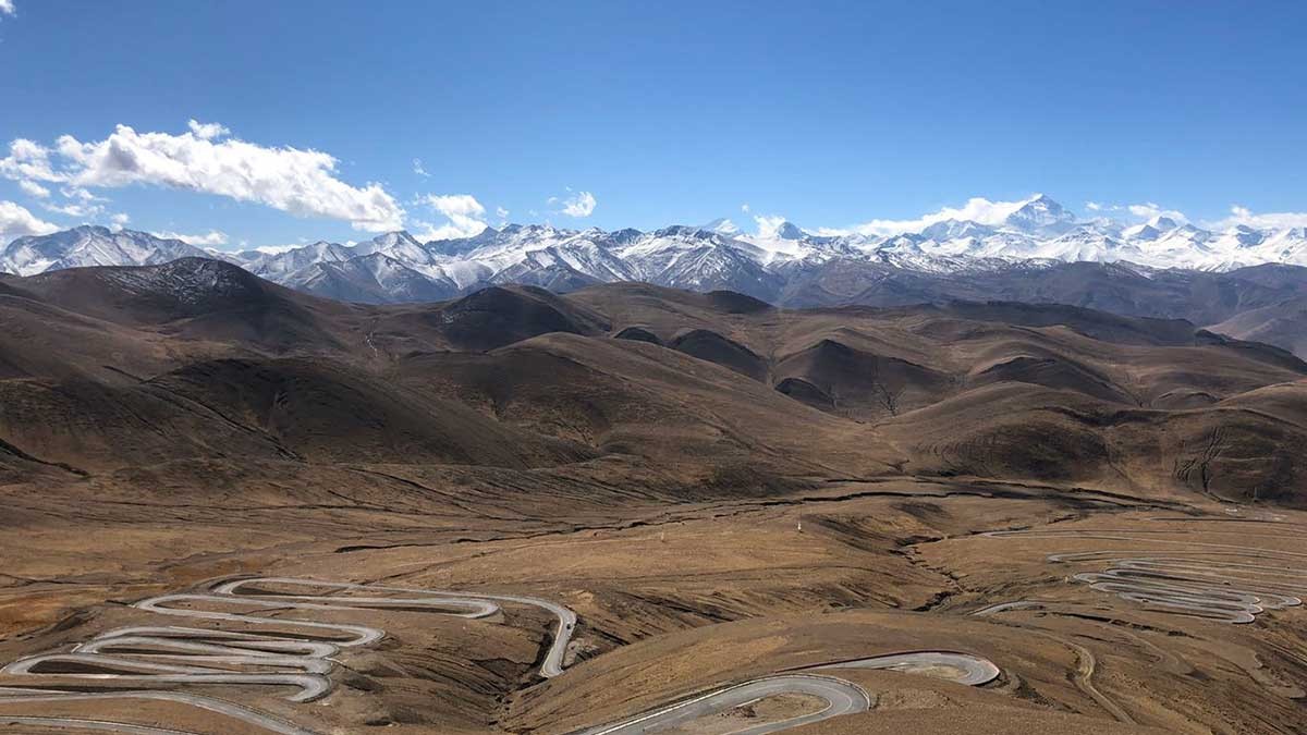 View from Gyawo la Pass in the Mount Everest Region on the Tibet side