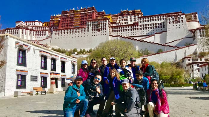 Winter view of Potala Palace, Lhasa, showcasing clear skies and architectural beauty