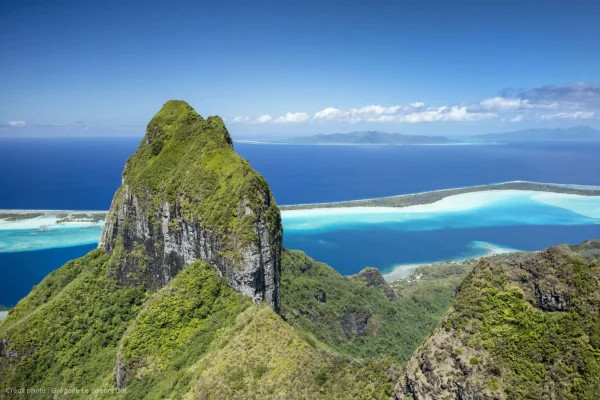 Aerial view of Mount Otemanu Grégoire Le Bacon Tahiti Nui Helicopters