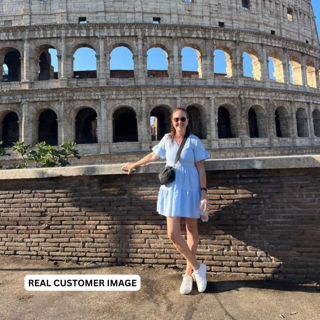 Women at the Colosseum in Rome wearing stylish Dr. Scholl's sneakers for comfortable walking