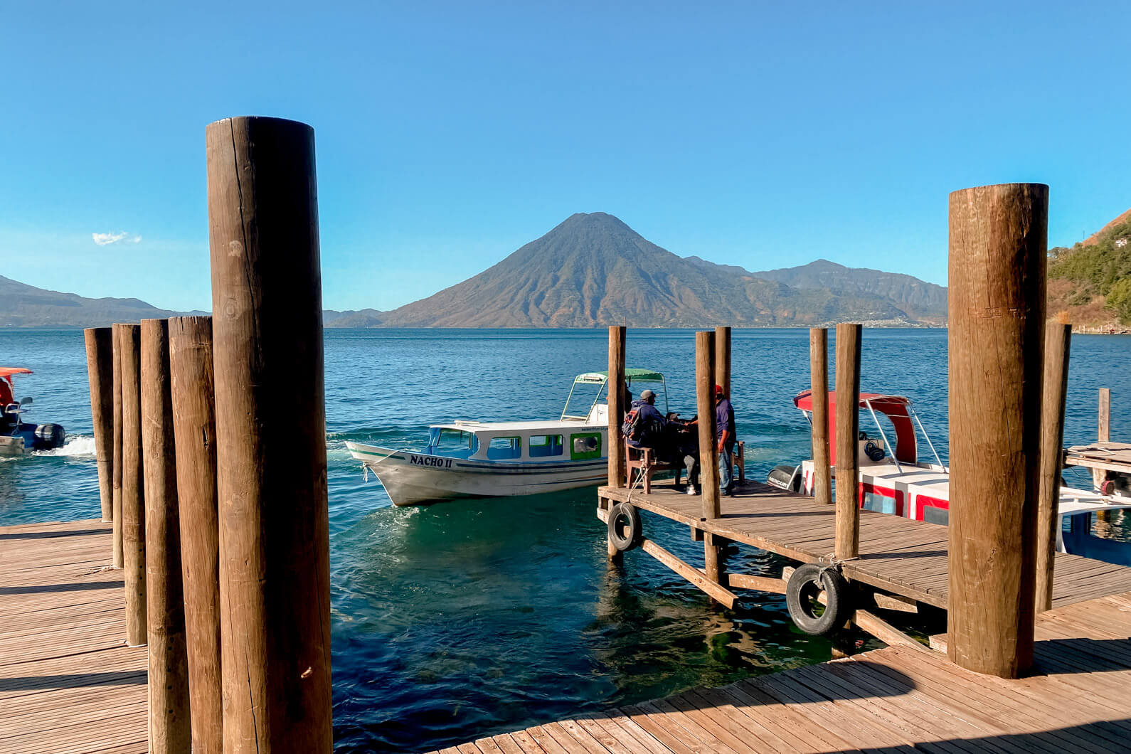 Lake Atitlan Guatemala with views of surrounding mountains