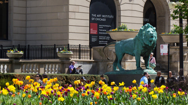 Visitors admiring artwork at the Art Institute of Chicago