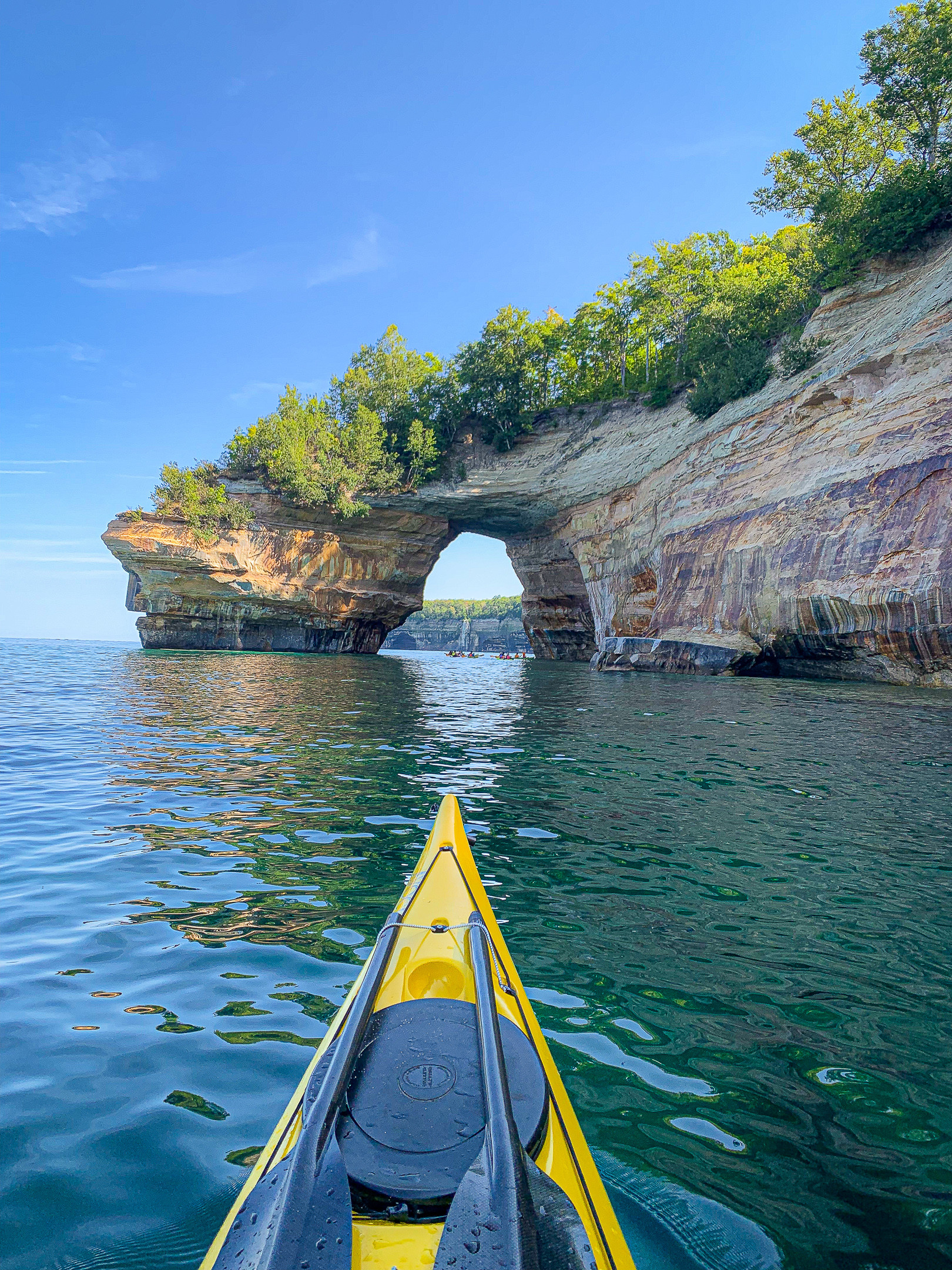 Kayaking adventure in Pictured Rocks along the Great Lakes, Michigan