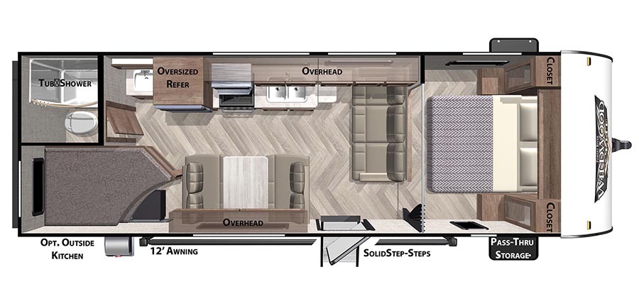Forest River Wildwood X-Lite 261BHXL trailer bunkhouse spacious interior