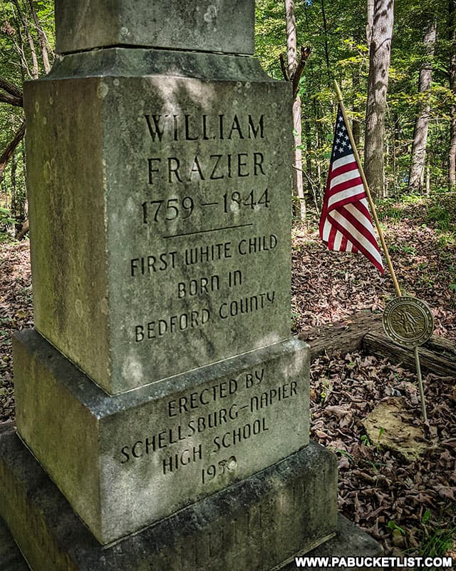 William Fraser monument near Manns Choice in Bedford County