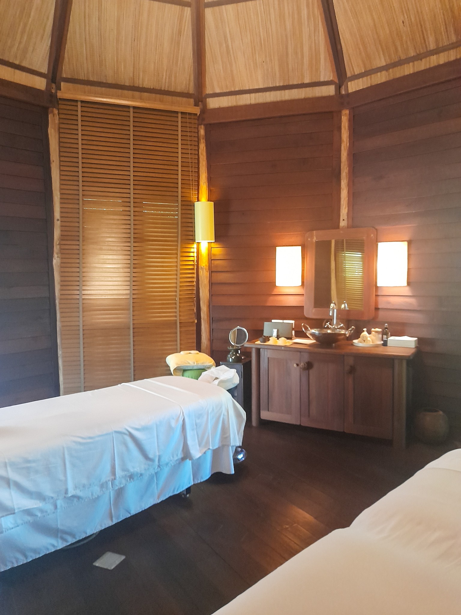 Enjoying a spa treatment in a beautiful spa hut