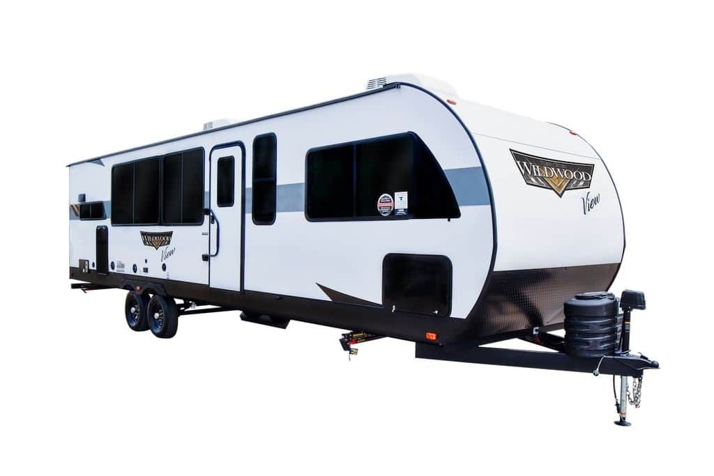 Forest River Wildwood Travel Trailer Interior with Office Space